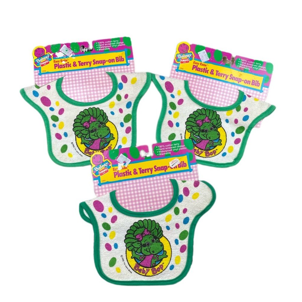 Vintage Barney baby bop bibs lot of 3